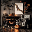 Vintage Antique Natural History Bat Illustration Halloween Wall Art