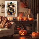 Enchanted Floral Witch Halloween Canvas Wall Art