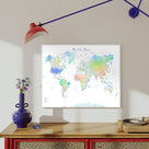 Pastel Watercolor World Map Wall Art