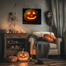 Vine-Wrapped Jack-o’-Lantern Halloween Canvas Wall Art