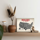 United States State Map Vintage Black and White U.S. Map Illustration Wall Art