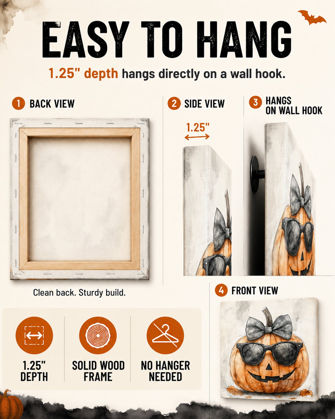 Cool Pumpkin Halloween Canvas Wall Art