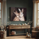 Rustic Easter Bunny Canvas Wall Art, 2 Rabbits Farmhouse Home Decor Print Painting Artwork, Modern Easter Charm Holiday Gift Nursery Living Room Bedroom Decoration