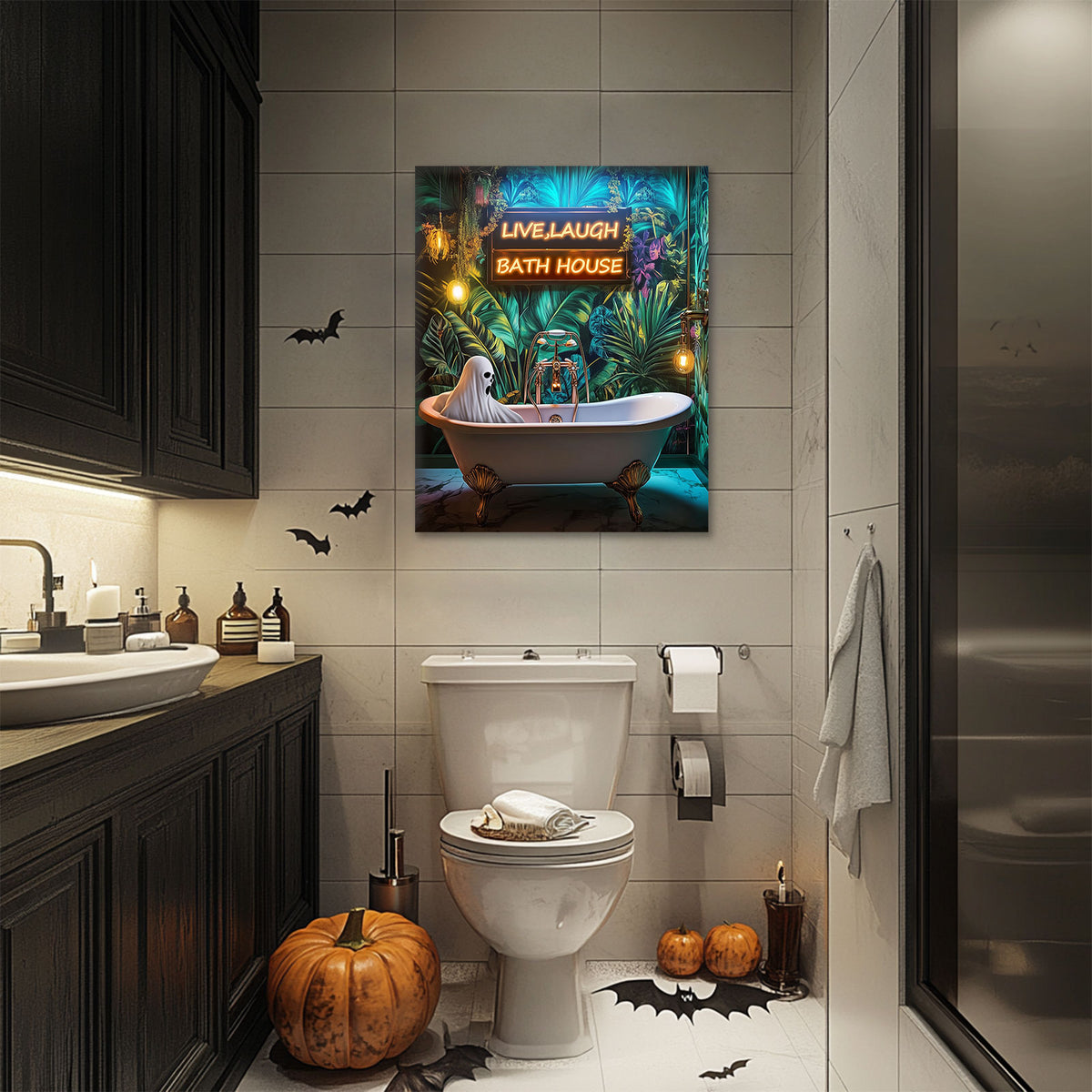Live Laugh Bath House Ghost Wall Art