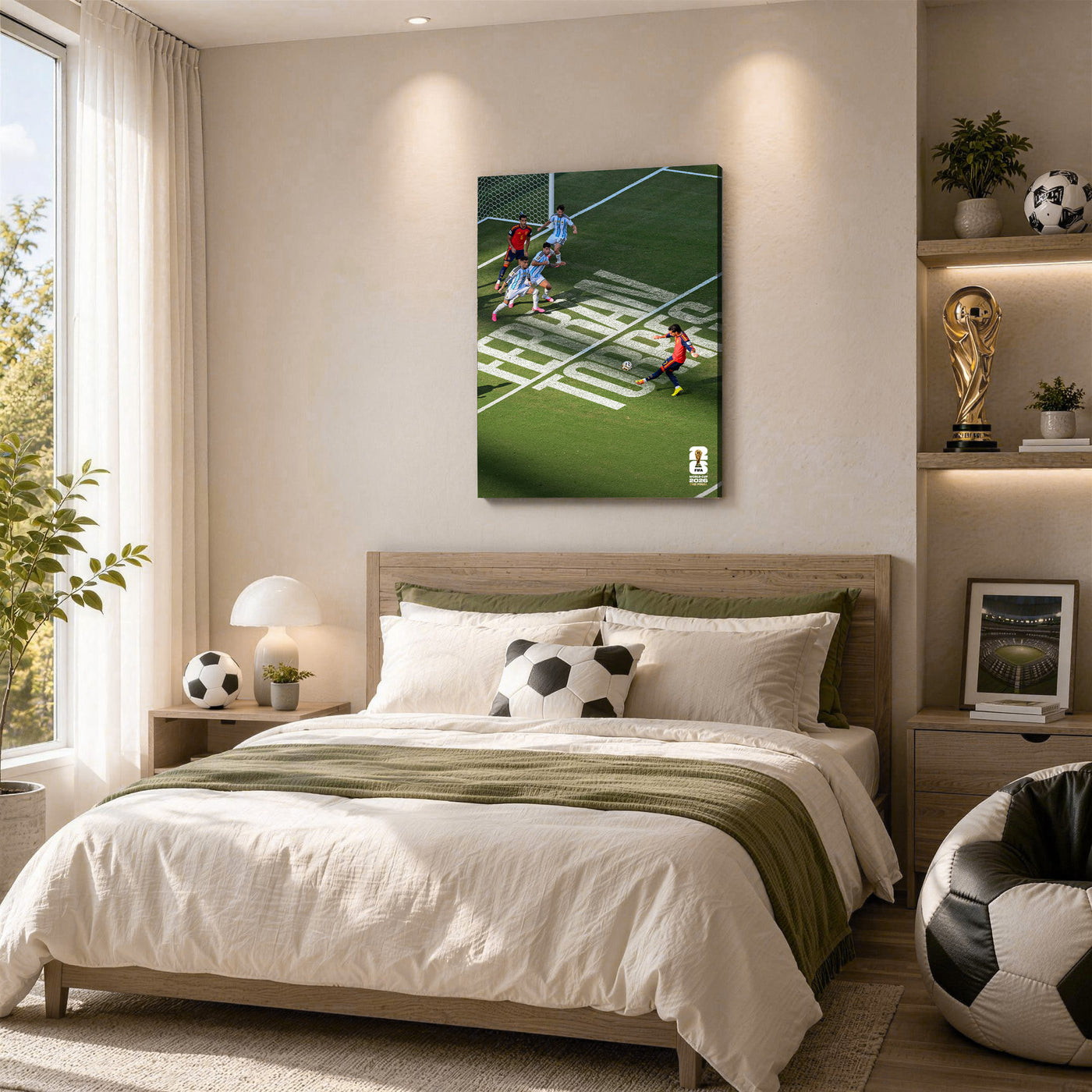 Spain vs Argentina Decisive Free Kick Canvas Wall Art – Soccer Final Moment Print