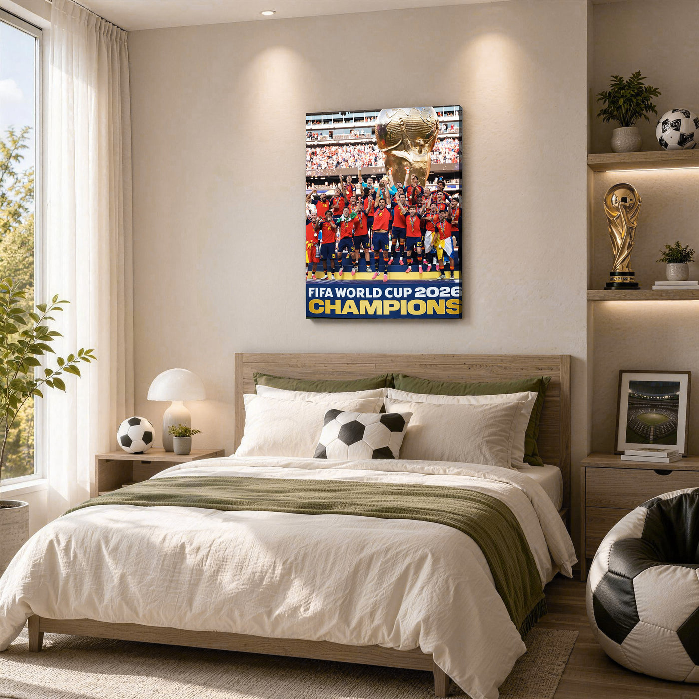Spain Soccer Team Champions Canvas Wall Art – Trophy Celebration Print