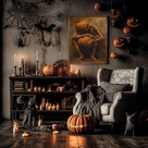 Dark Gothic Halloween Skeleton Pumpkin Painting Wall Art