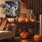 Cute Witch Cat Halloween Canvas Wall Art