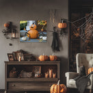 Funny Pumpkin Spider Canvas Wall Art – Cute Halloween Porch and Home Decor