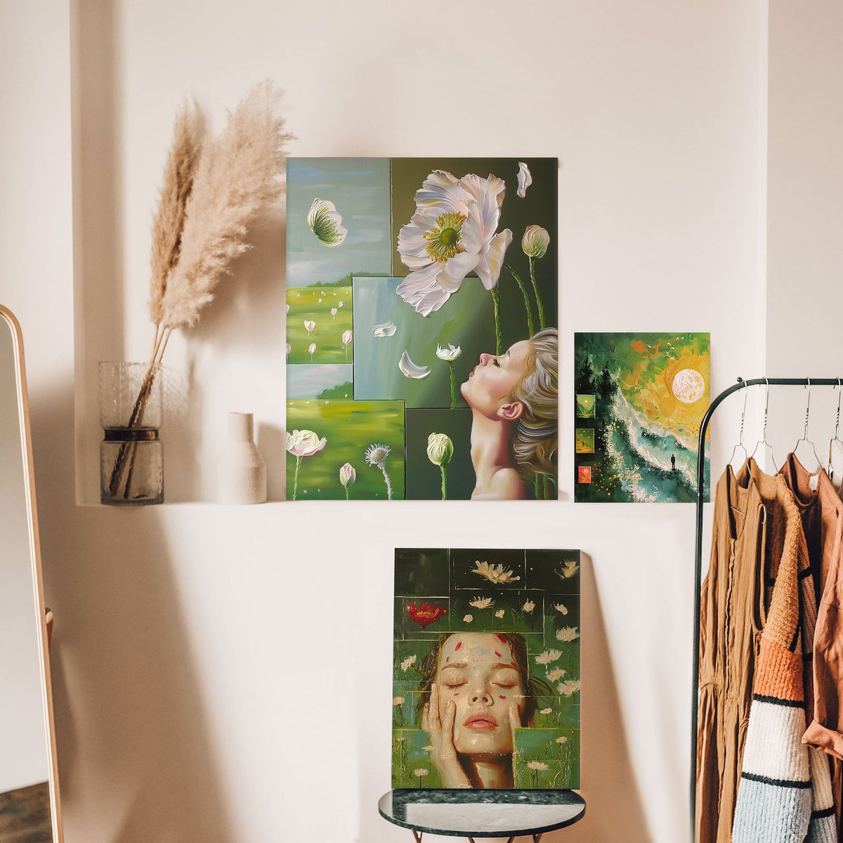 Ethereal Green Botanical Portrait Wall Art