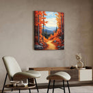 Autumn Mountain Orange Maple Forest Landscape Wall Art