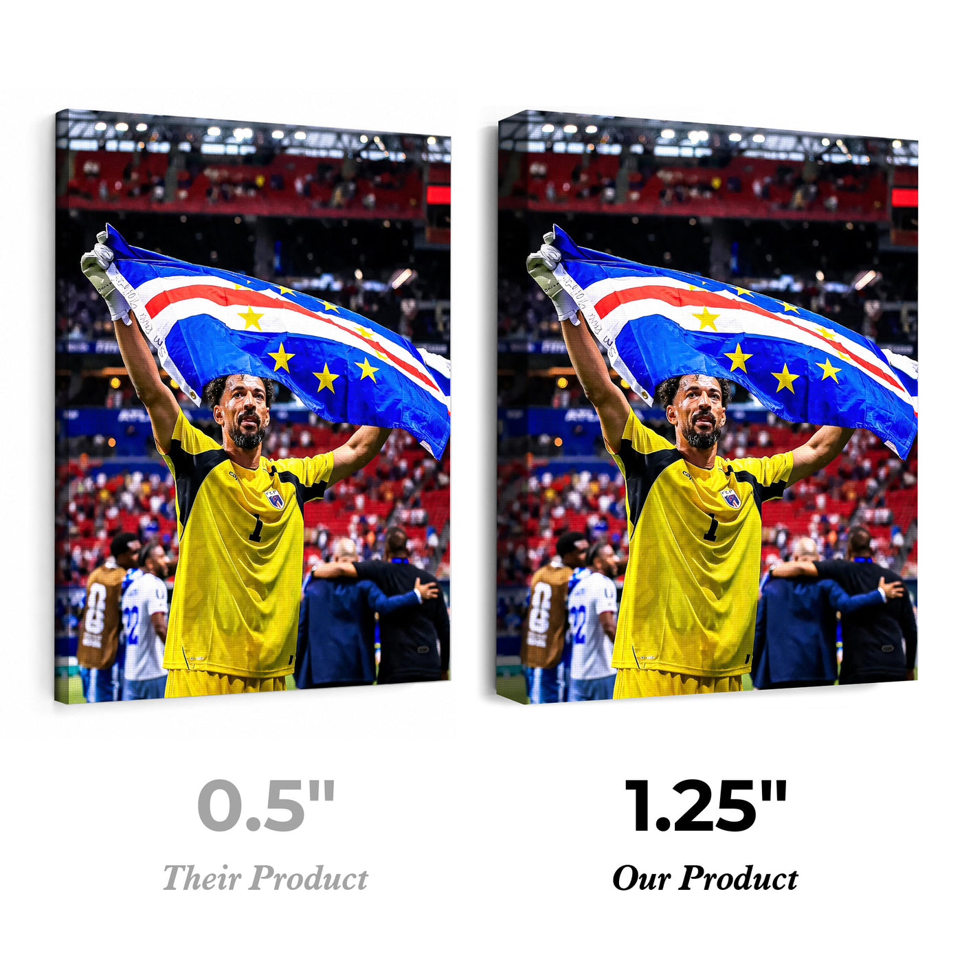 Cape Verde Goalkeeper Flag Canvas Wall Art – Soccer Stadium Print