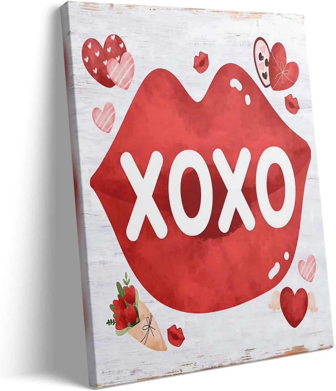 Red Lips with Heart and Chocolate Accents