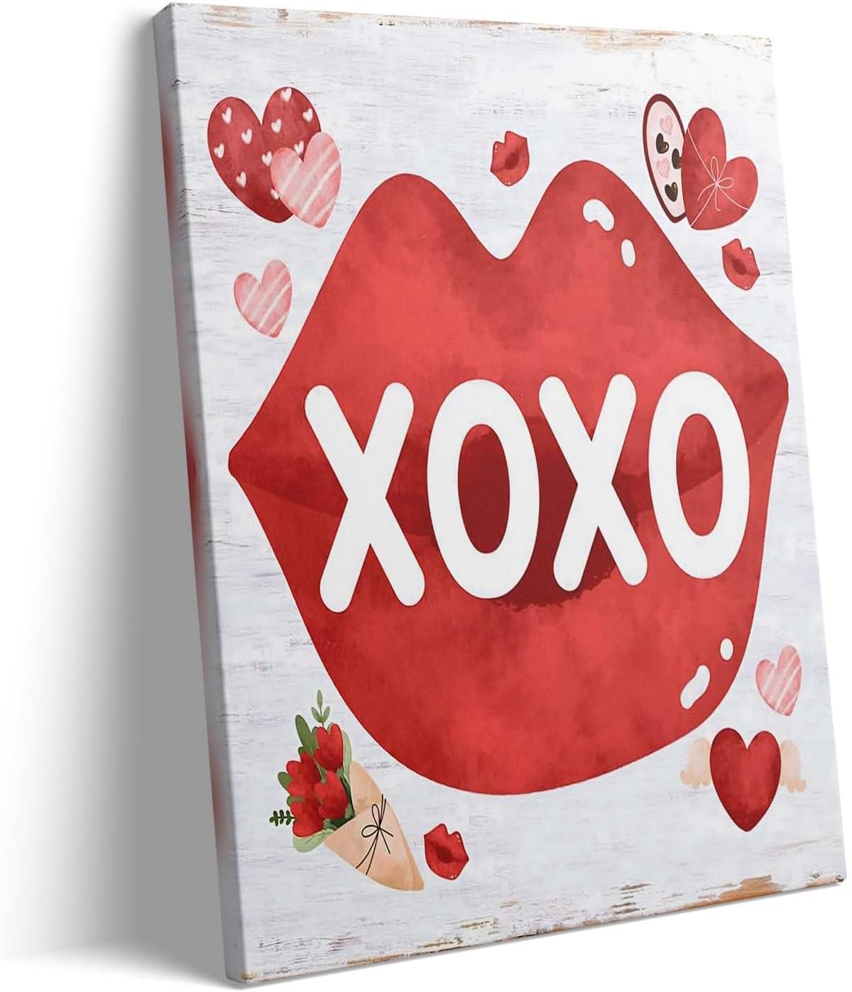 Red Lips with Heart and Chocolate Accents