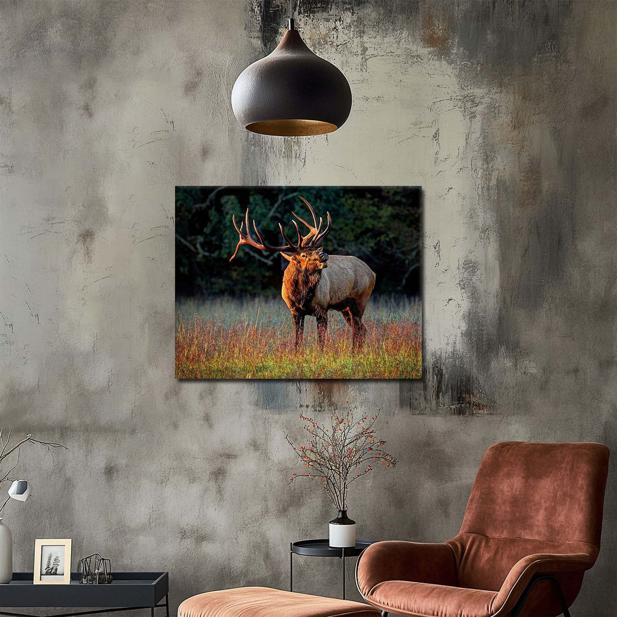 Majestic Elk in the Wild Woodland Canvas Wall Art