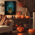 Enchanted Forest Haunted Cottage Halloween Canvas Wall Art