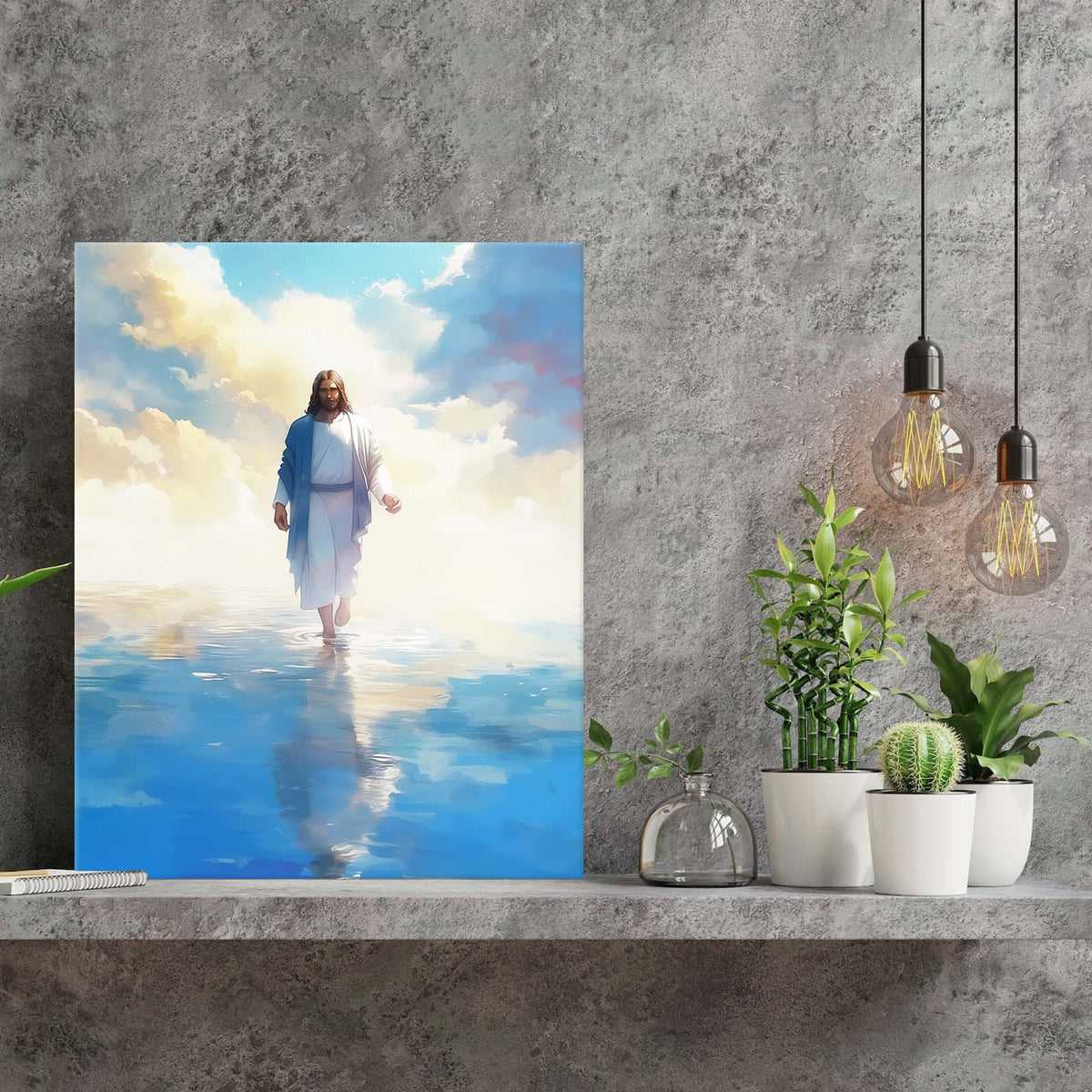 Christian Jesus Walking on Water Inspirational Painting Religious Wall Art