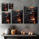 Gothic Spellbooks and Magic Key Halloween Canvas Wall Art