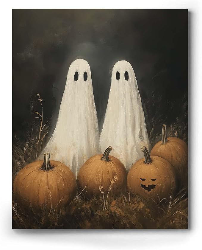 Funny Cute Ghosts with Pumpkin