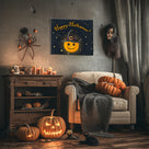 Happy Halloween Pumpkin Witch Canvas Wall Art