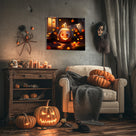 Ghostly Pumpkin Porch Halloween Canvas Wall Art