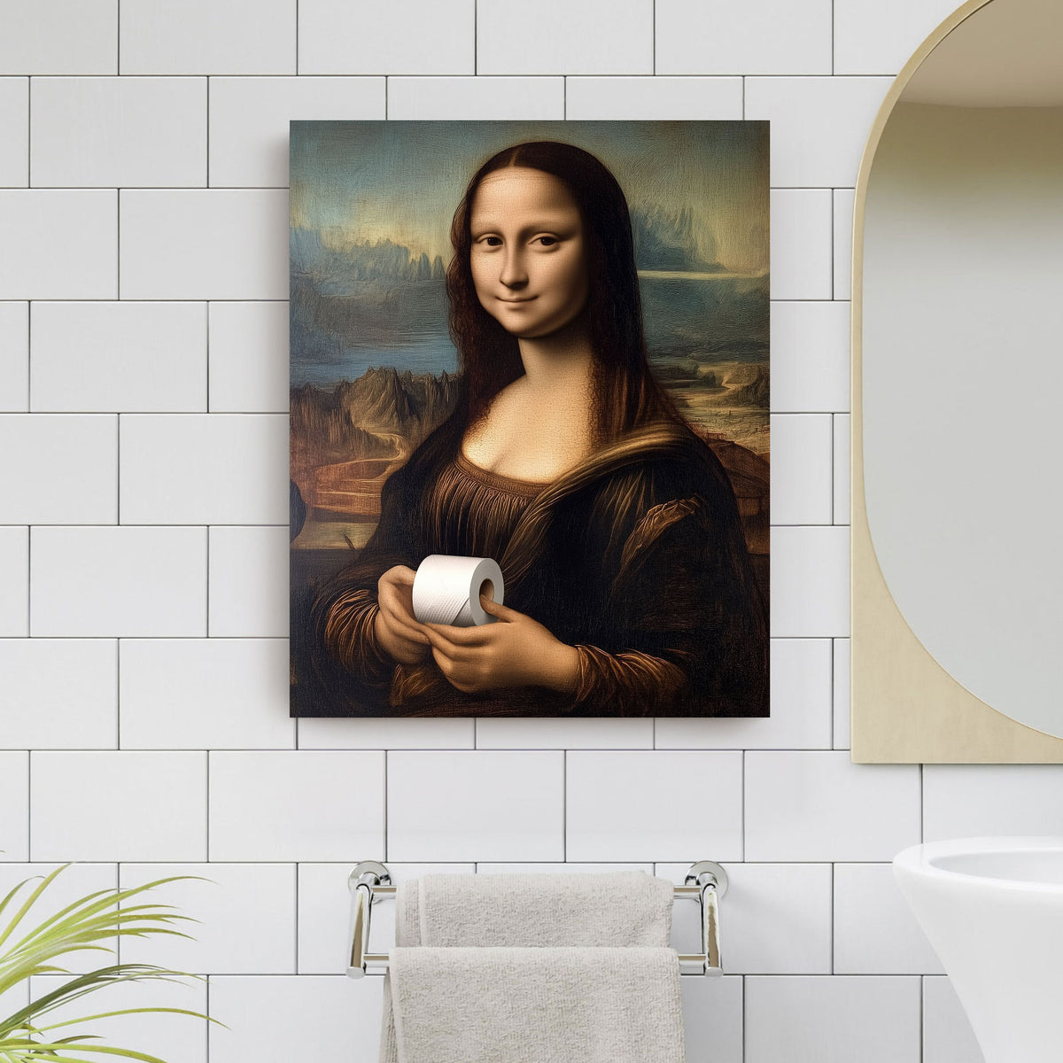 Funny Mona Lisa Bathroom Wall Art