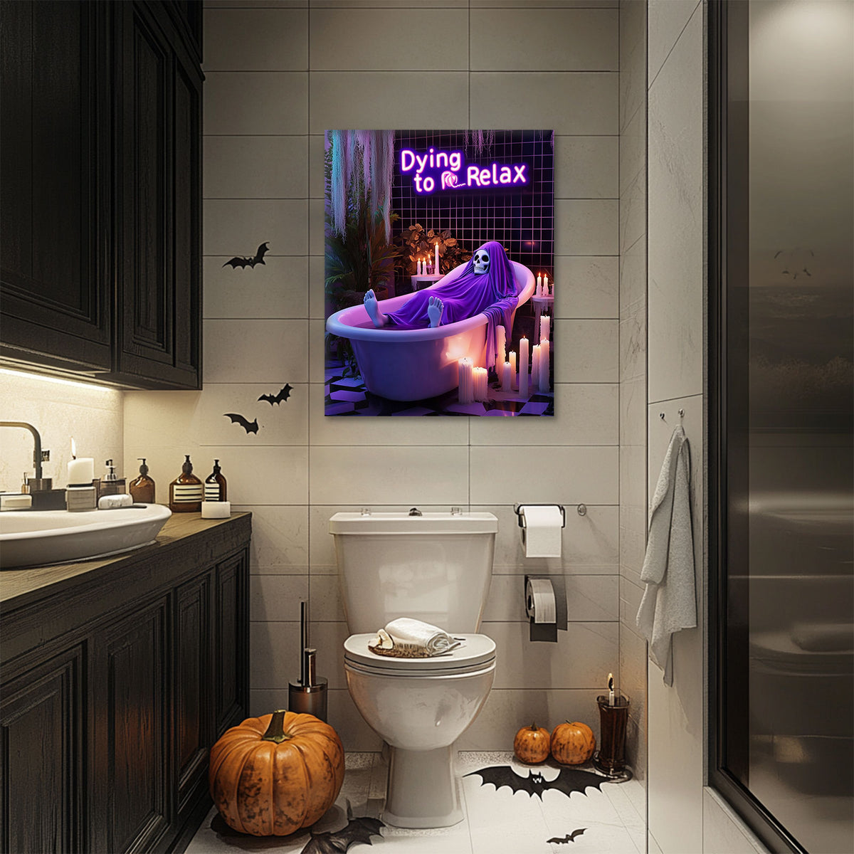 Dying to Relax Halloween Bathroom Wall Art