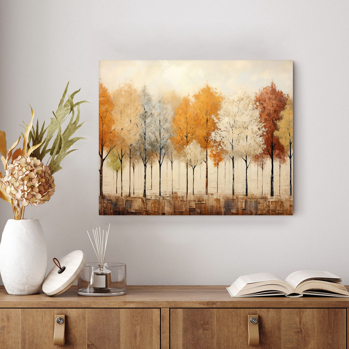 Modern Abstract Autumn Tree Landscape Painting Forest Wall Art