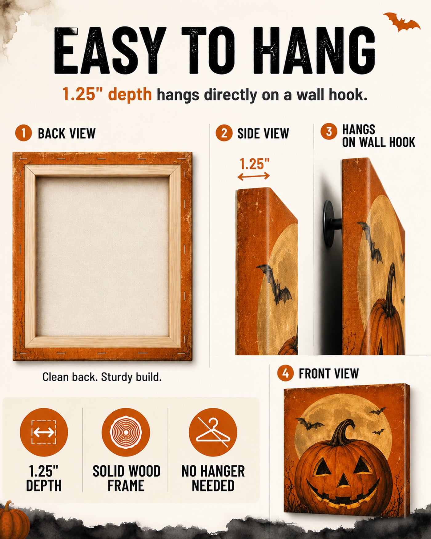 Vintage Jack-o’-Lantern Halloween Canvas Wall Art