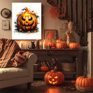 Pumpkin Flame Halloween Canvas Wall Art