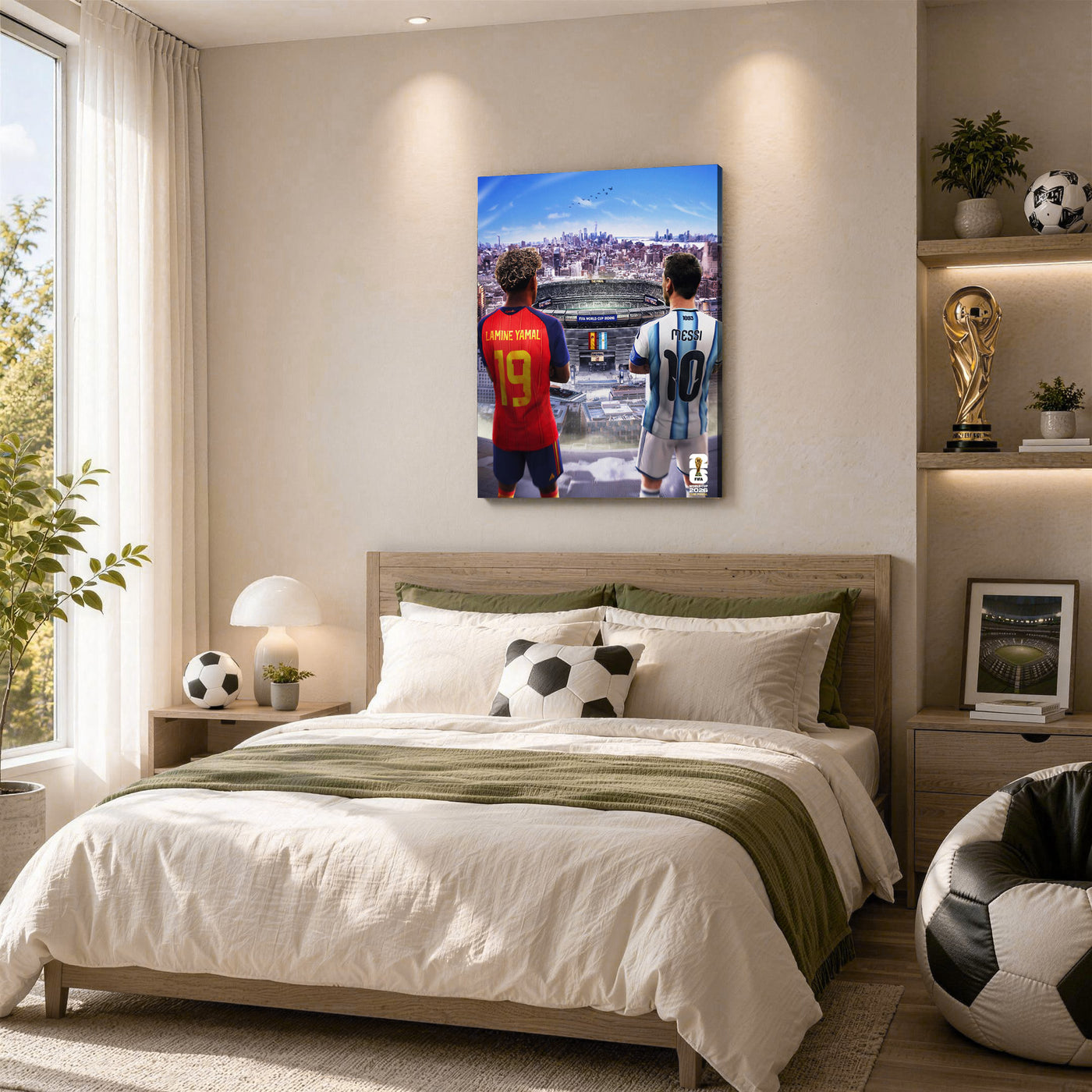 Lamine Yamal vs Lionel Messi Final Showdown Canvas Wall Art – Soccer Legends Print