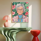 Funny Grandma Floral Portrait Wall Art