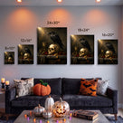 Halloween Raven Canvas Wall Art, Gothic Moonlit Bird Decor