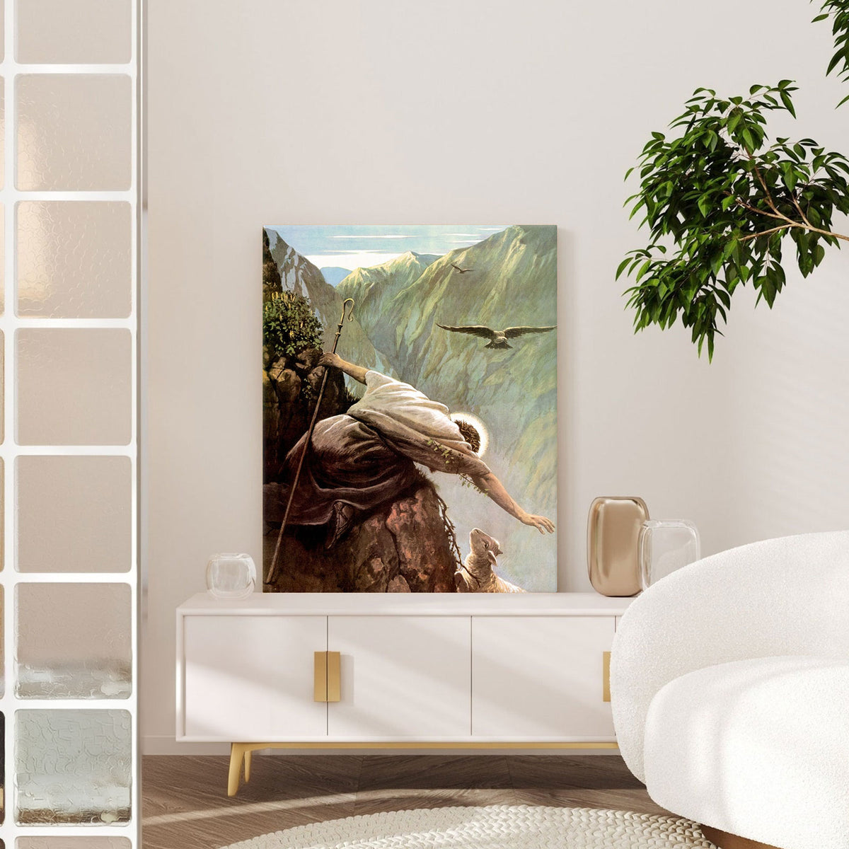 Classical Christian Saint Painting Saint in the Mountains Religious Wall Art
