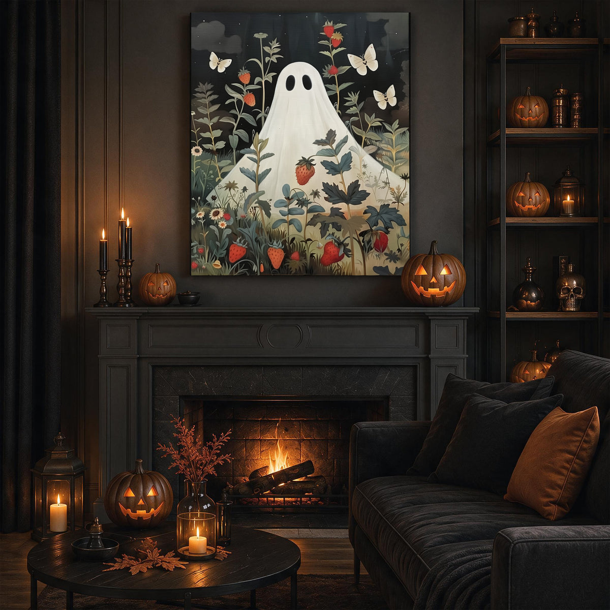 Little Ghosts at Play Halloween Canvas Wall Art for Kids