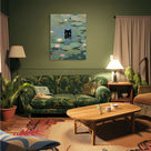 Black Cat Water Lily Wall Art
