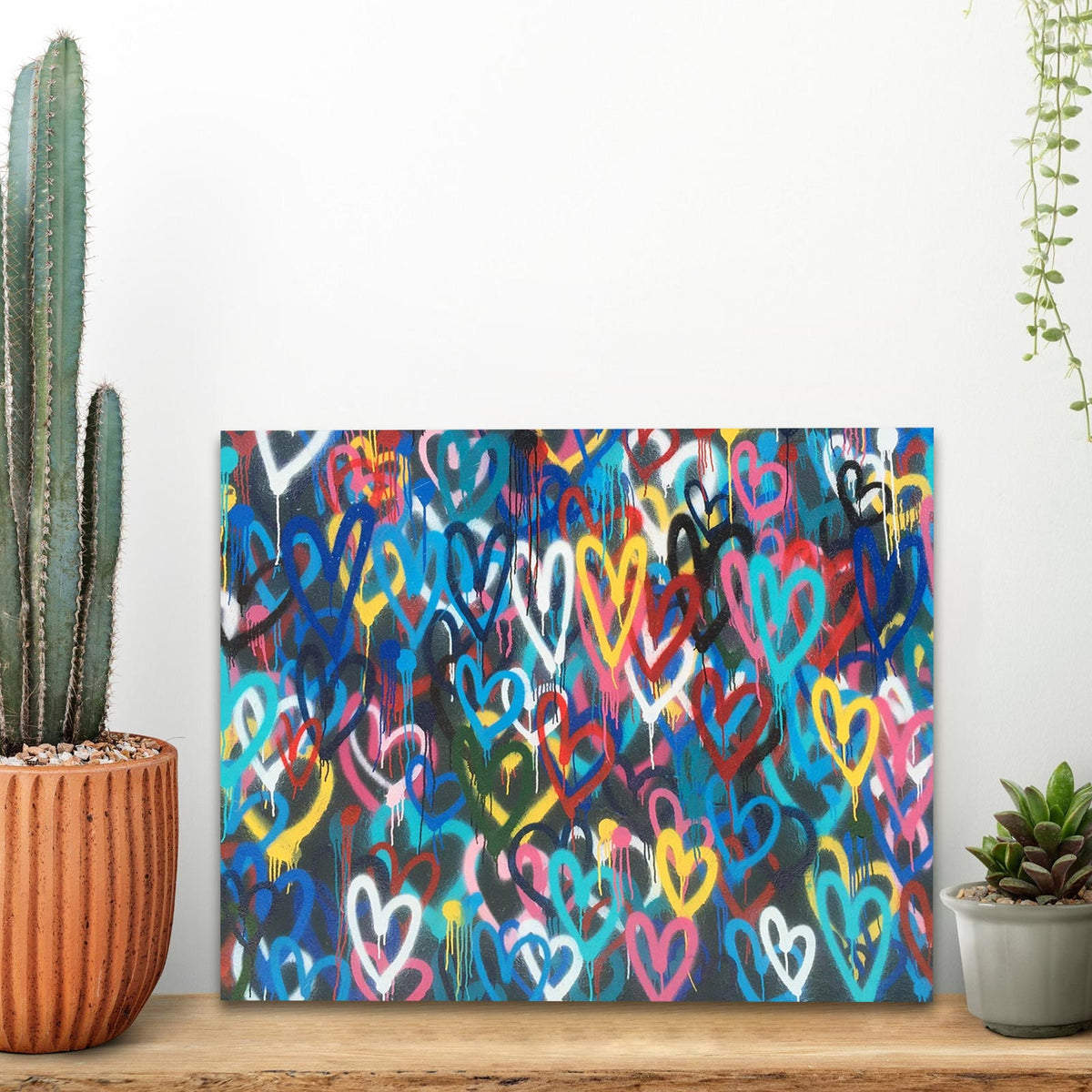 Colorful Graffiti Hearts Wall Art