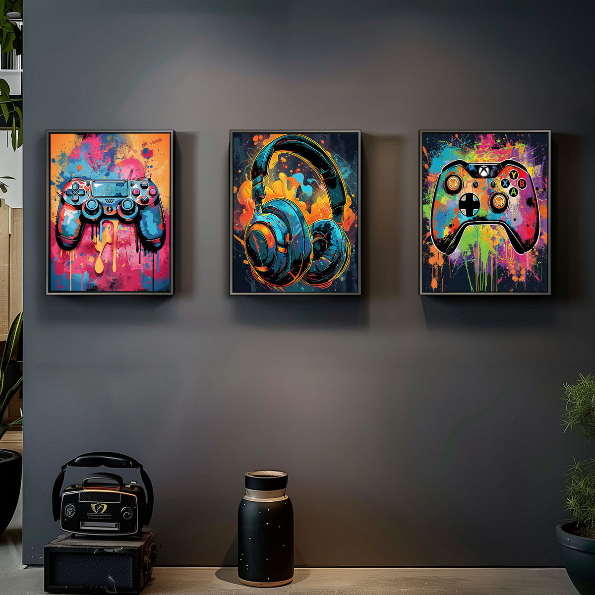 Colorful Gaming Gear Wall Art Set