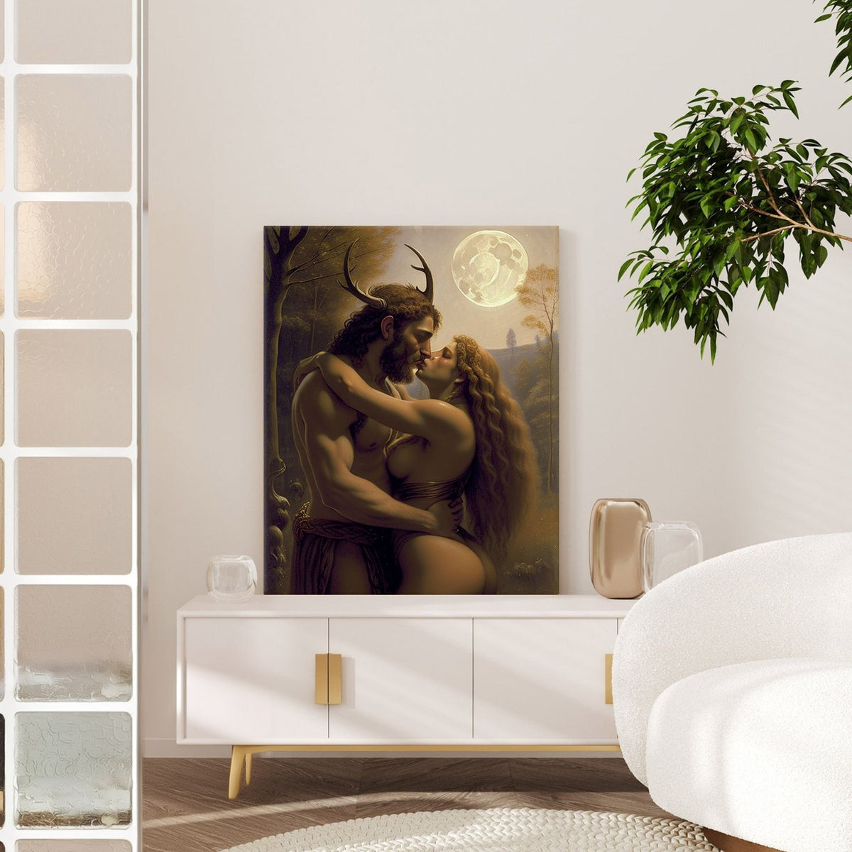 Mythical Lovers Painting Moonlit Romance Wall Art