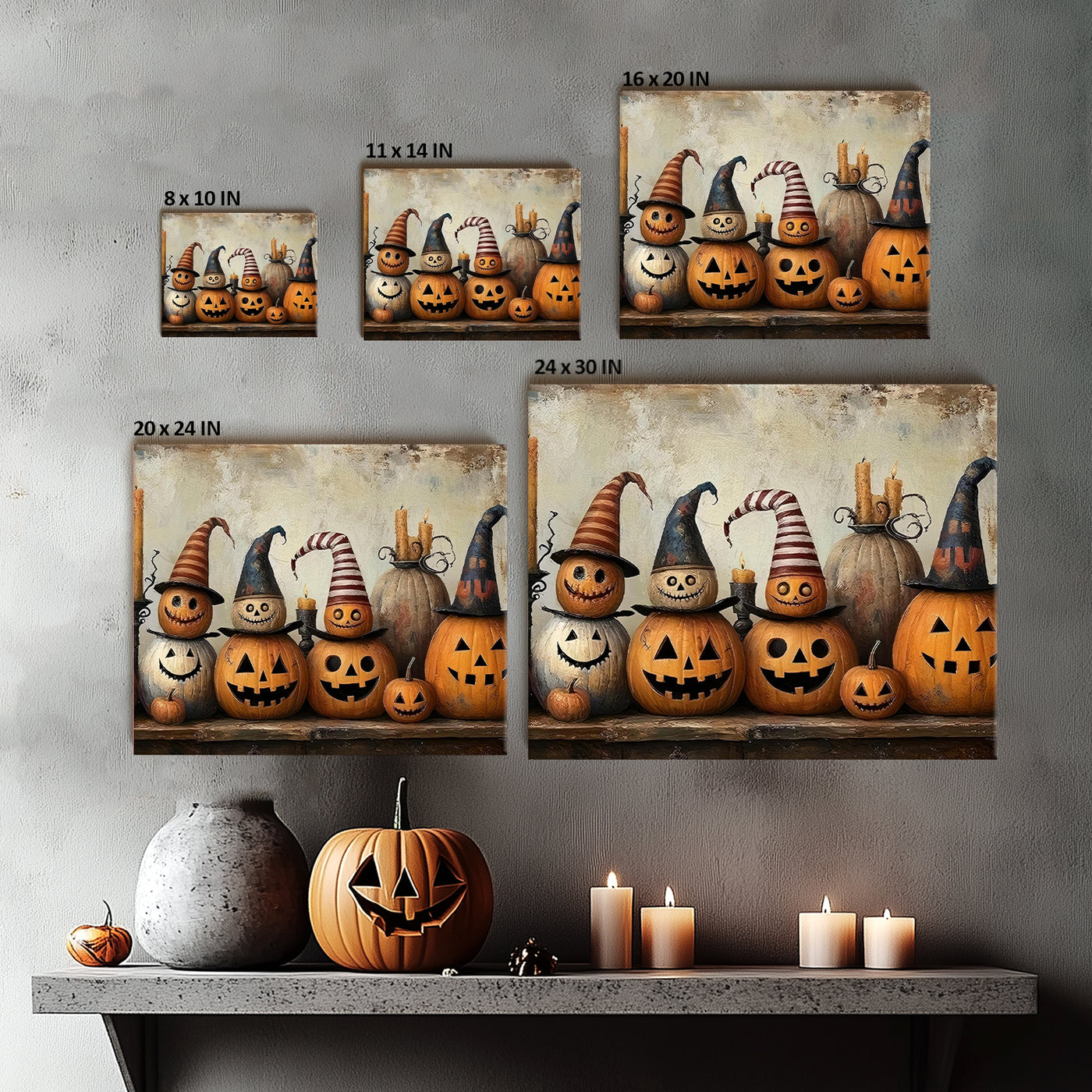 Pumpkin Coven Halloween Canvas Wall Art