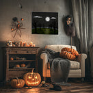 Moonlit Haunted Meadow Halloween Canvas Wall Art
