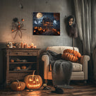 Pumpkinlit Haunted Castle Halloween Canvas Wall Art