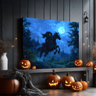 Moonlit Headless Horseman Halloween Canvas Wall Art