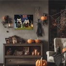 Spooky Skeleton Bulldogs in a Haunted Graveyard Illustration Dogs Wall Art