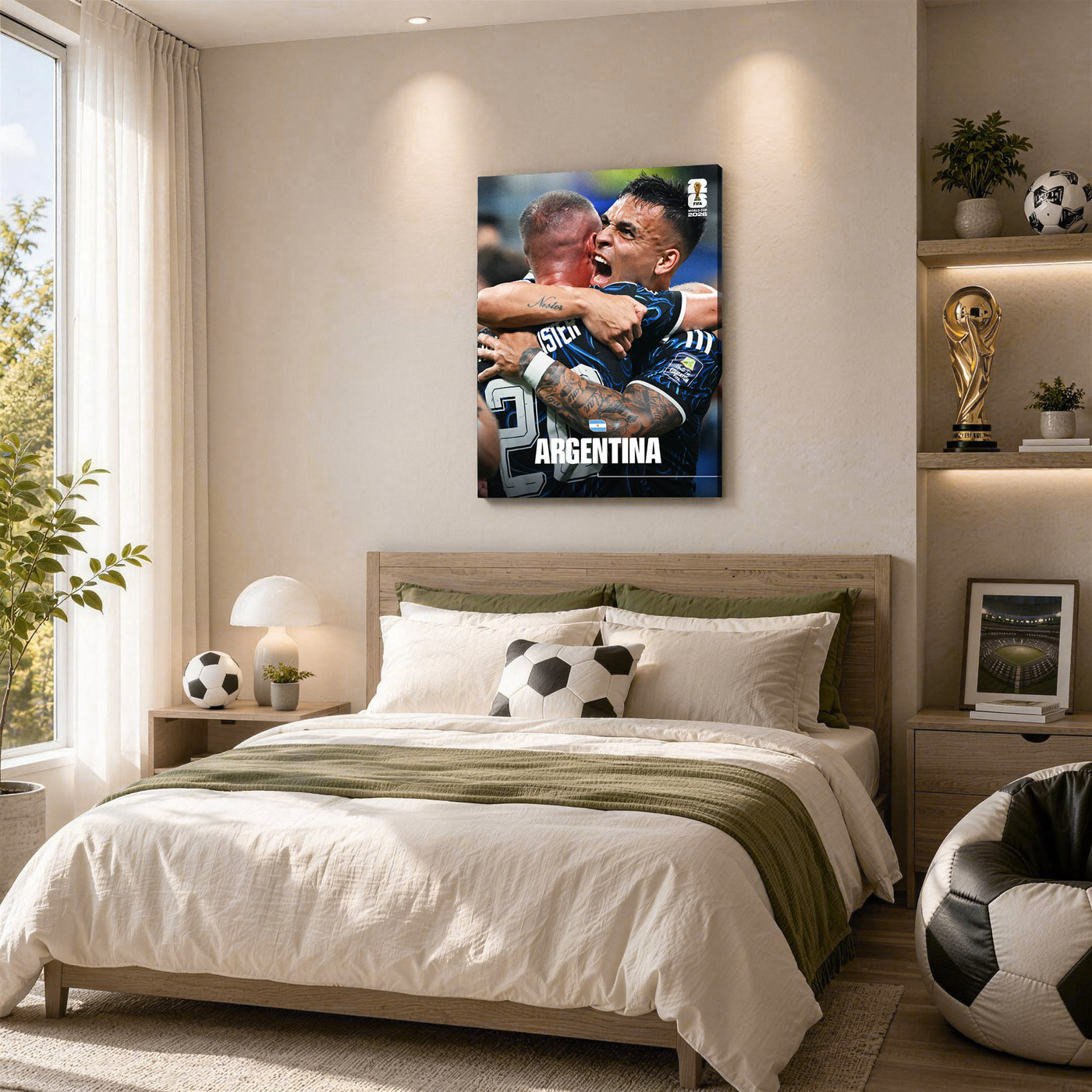 Argentina Soccer Team Celebration Canvas Wall Art – Emotional Match Moment Print