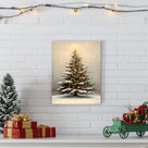 Snowy Christmas Tree Canvas Wall Art, Warm Holiday Tree Artwork with Lights for Living Room, Bedroom and Entryway