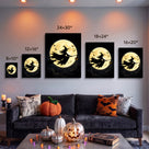 Witch Silhouette Halloween Canvas Wall Art, Magical Gothic Decor