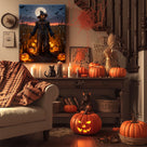 Moonlit Pumpkin Field Scarecrow Halloween Canvas Wall Art