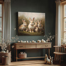 Easter Grassland Rabbits Canvas Wall Art Adorable Hares Oil Painting Home Decor, Nature-Inspired Wall Decor Stunning Lovable Bunny Canvas Prints
