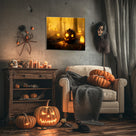 Pumpkin Lanterns in the Enchanted Forest Halloween Canvas Wall Art